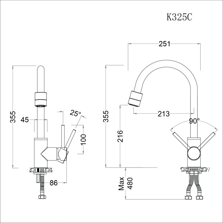 Vòi bếp nóng lạnh Caesar K325C 3 chế độ xả