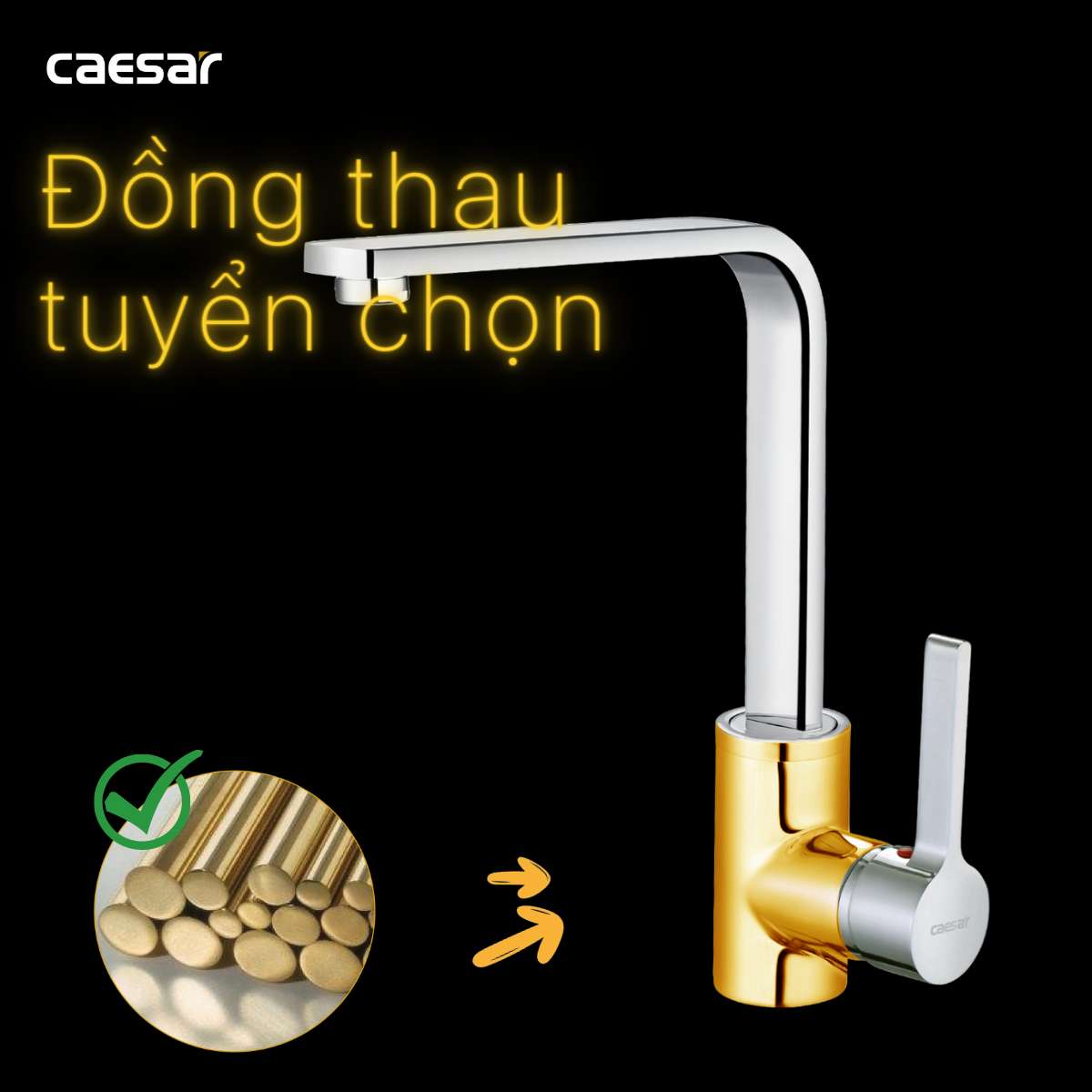 Vòi bếp nóng lạnh Caesar K665C - 19