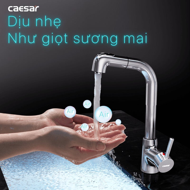 Vòi chậu lavabo dây rút nóng lạnh Caesar B900CU - 17