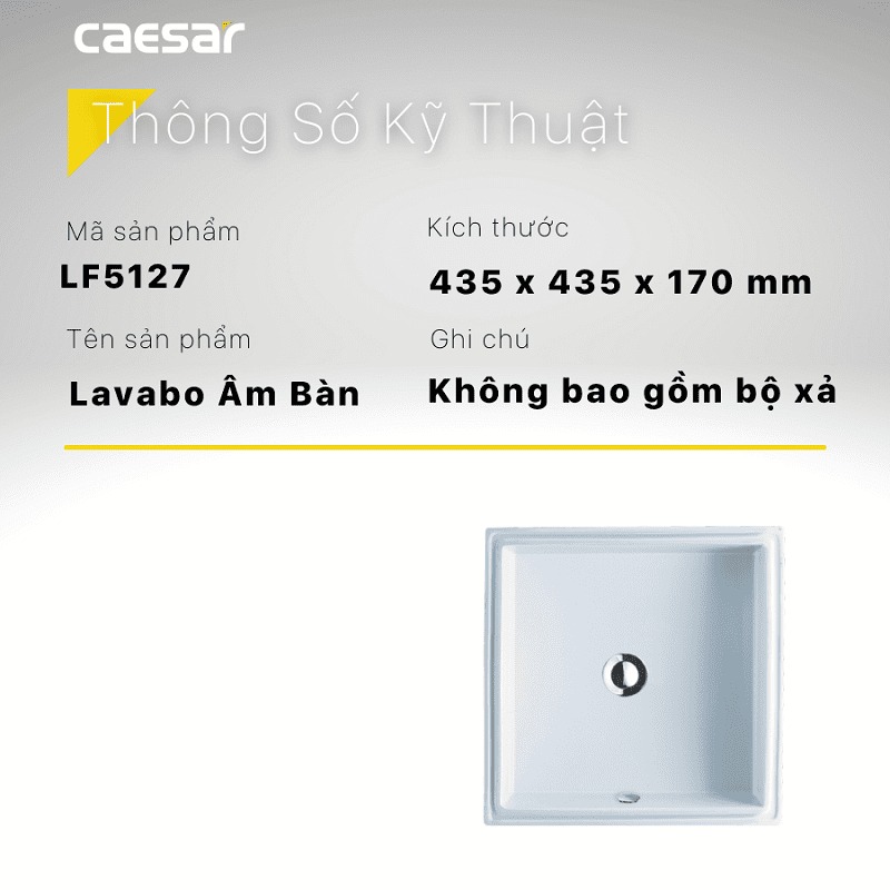 Chậu rửa mặt lavabo âm bàn Caesar LF5127 - 12