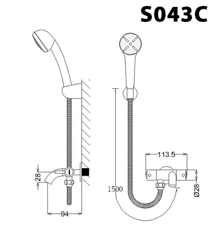 Bộ vòi sen tắm lạnh Caesar S043C (Tay sen tắm xi)