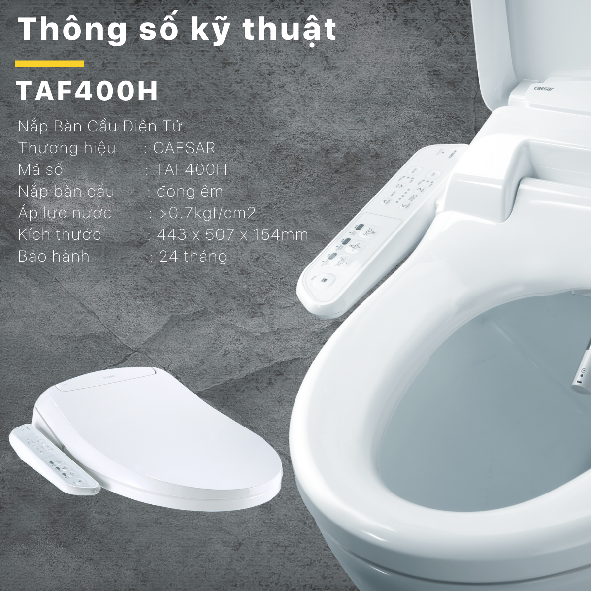 Nắp rửa điện tử Caesar TAF400H (TAF400H-PW) - 7