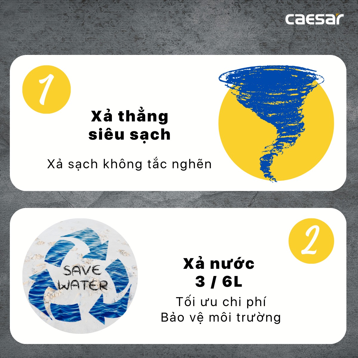 Bồn cầu 2 khối Caesar CD1338 nắp thường - 4