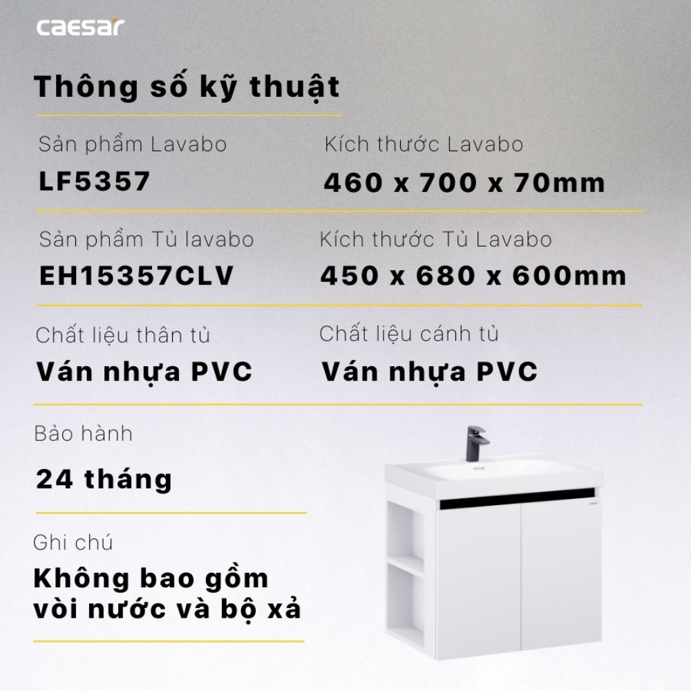 Bộ tủ lavabo Caesar LF5357+EH15357CLV - 11