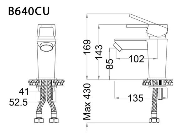 Vòi chậu lavabo nóng lạnh Caesar BT640CU (xả nhấn) - 2
