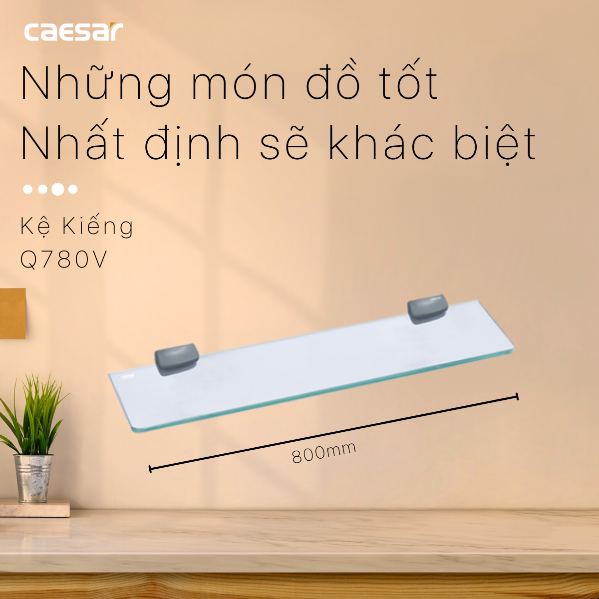 Gương soi phòng tắm 80x60cm kèm kệ kính Caesar M710 (M114 + Q780V)