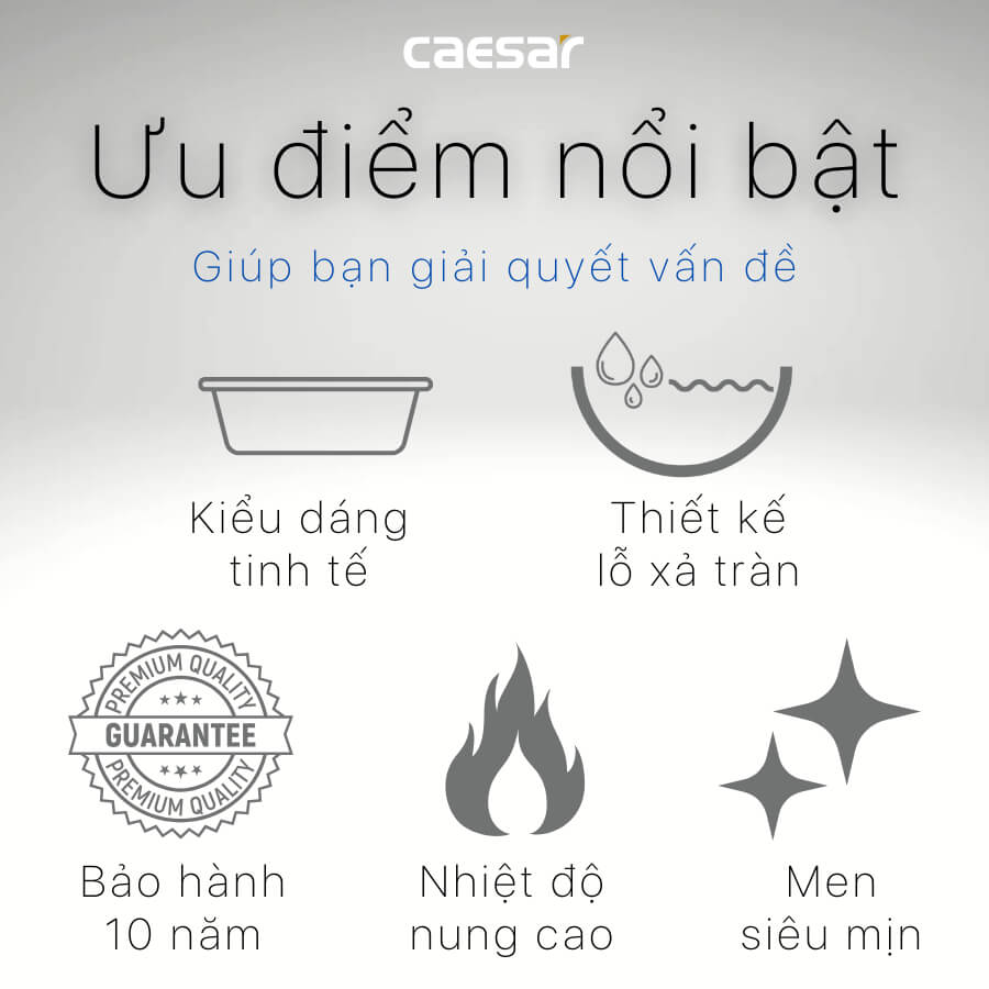 Chậu lavabo treo tường chân lửng CAESAR LF5263 + PF2463 - 11