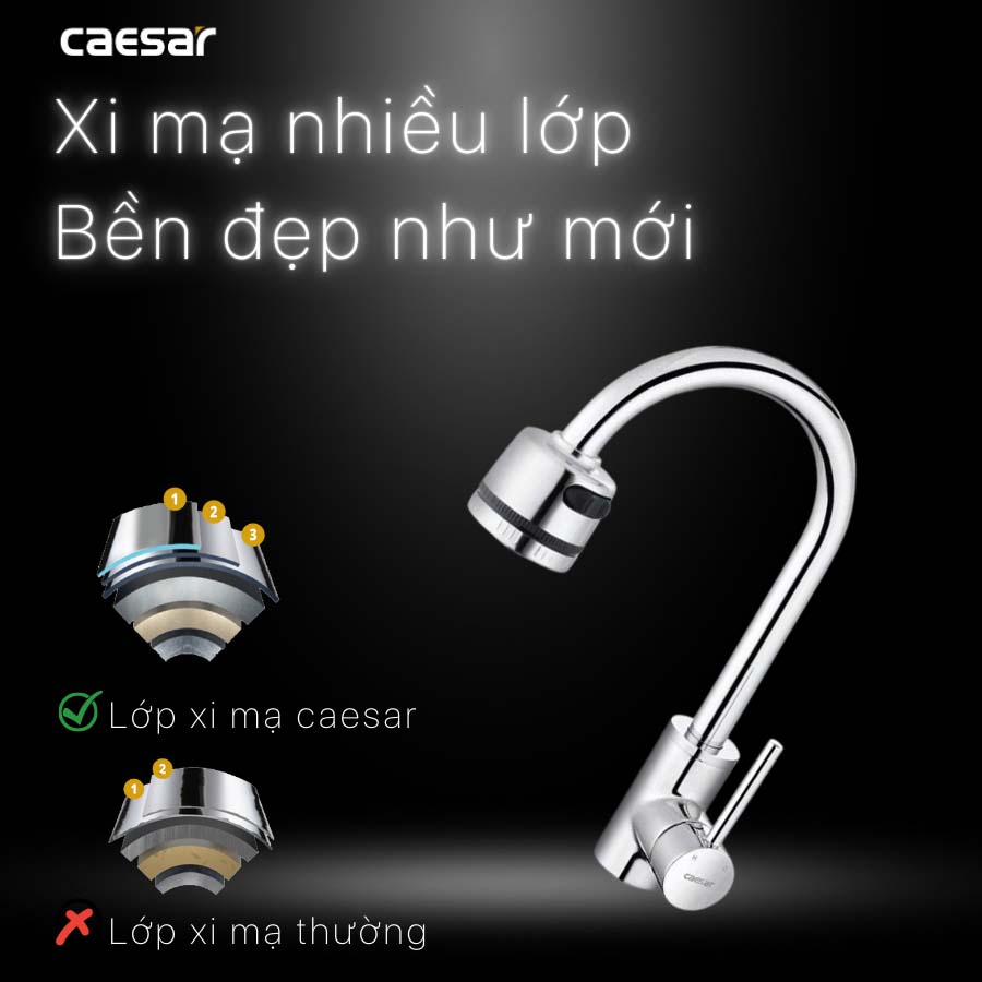 Vòi bếp nóng lạnh Caesar K695CV - 11