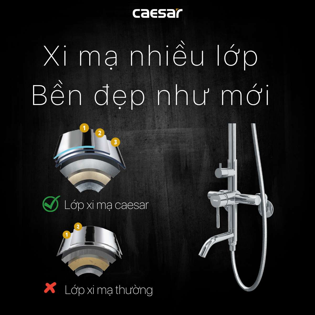 Bộ sen tắm cây nóng lạnh Caesar S1028S - 12