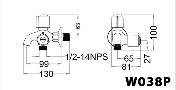 Vòi nước lạnh gắn tường Caesar W038P - 15