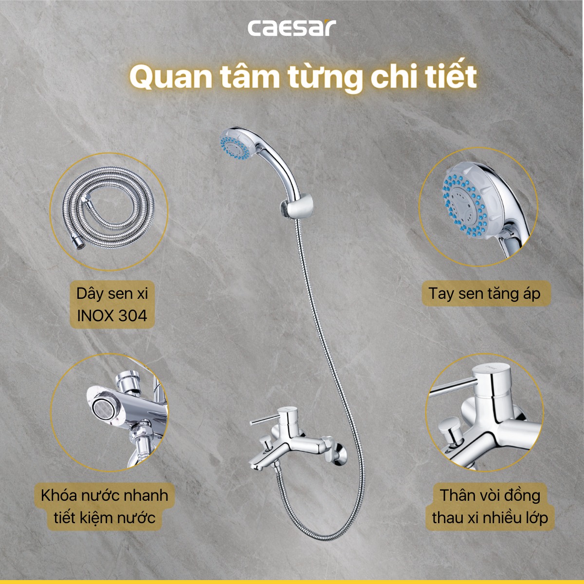 Bộ vòi sen tắm nóng lạnh Caesar S233C - 4