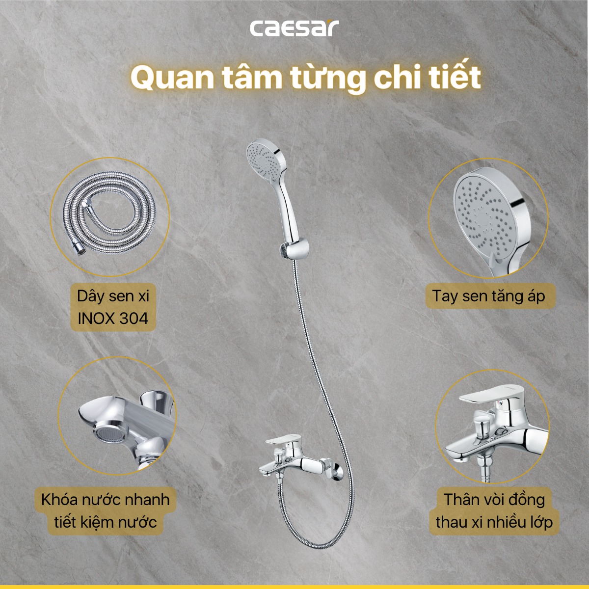 Bộ vòi sen tắm nóng lạnh Caesar S563C - 5