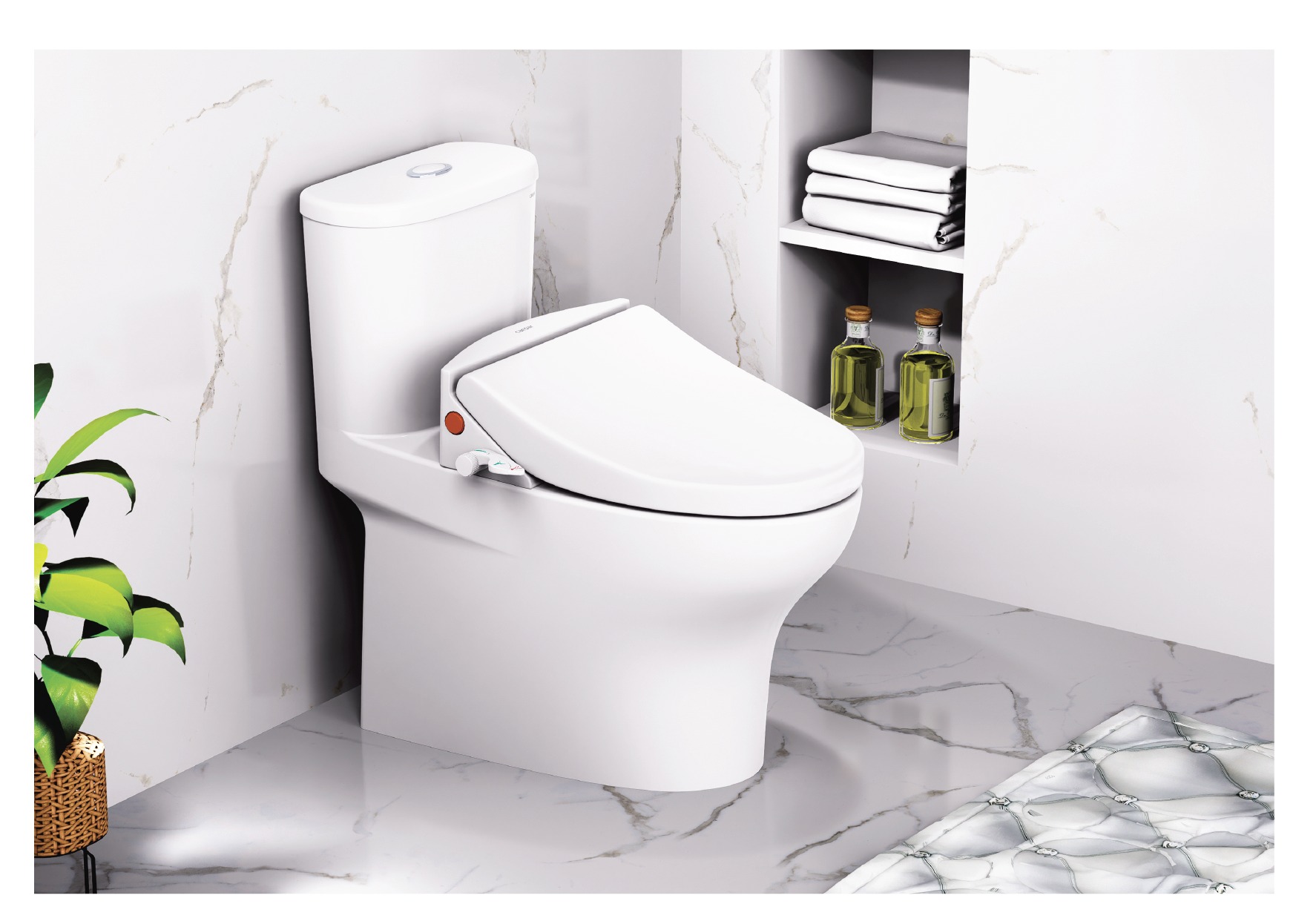 Bồn cầu 1 khối nắp rửa cơ Caesar CD1394+TAF050 - 9