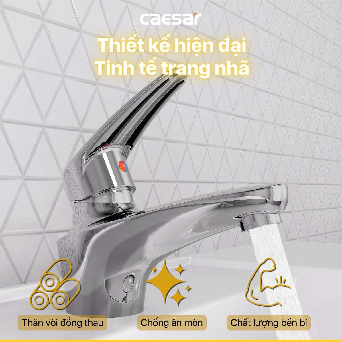 Vòi chậu lavabo nóng lạnh Caesar B170CU - 11