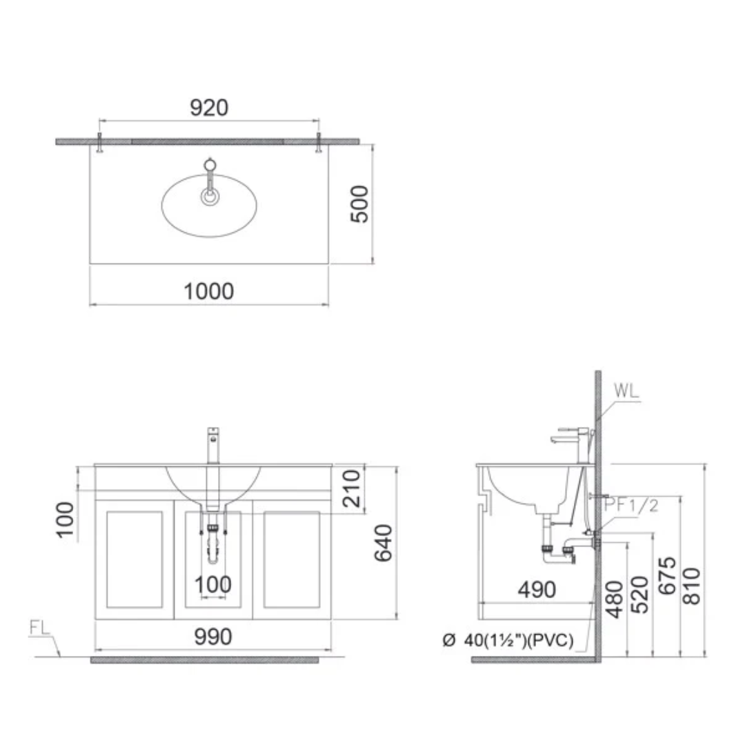 Bộ tủ lavabo Caesar LF5028+EH15028AV