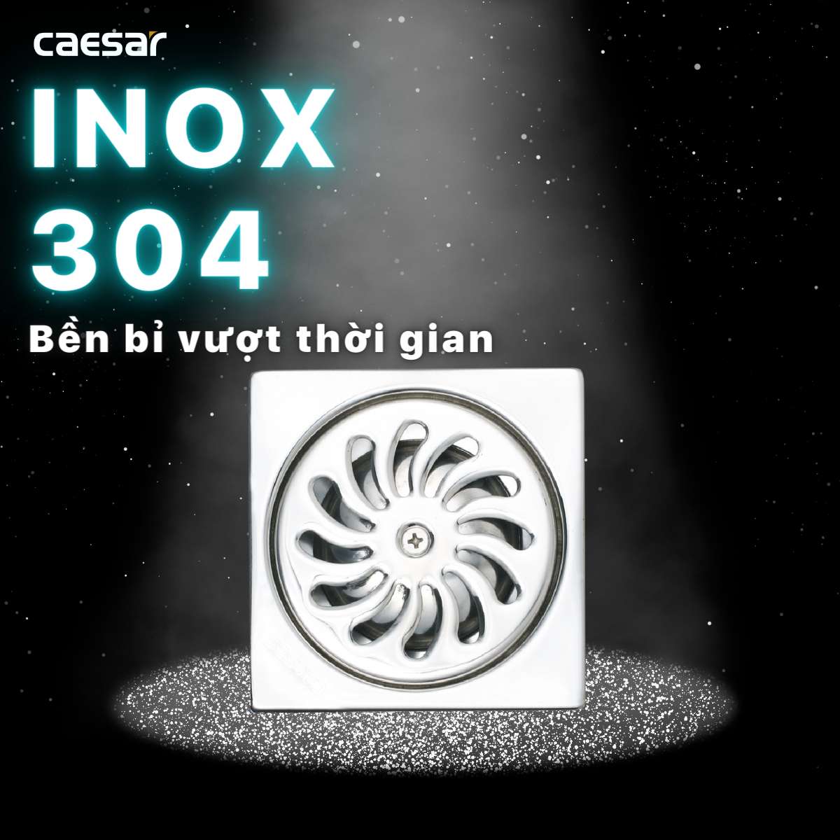 Phễu thoát sàn inox 304 9x9cm φ60 Caesar F2222 - 9