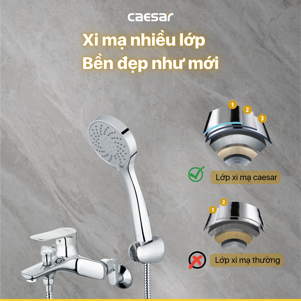 Bộ vòi sen tắm nóng lạnh Caesar S563C - 7