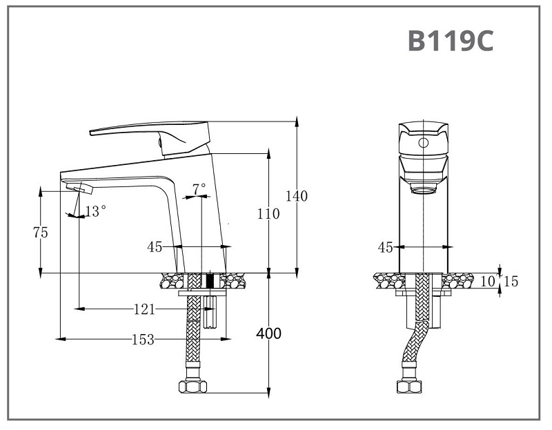 Vòi chậu lavabo lạnh Caesar B119C - 18