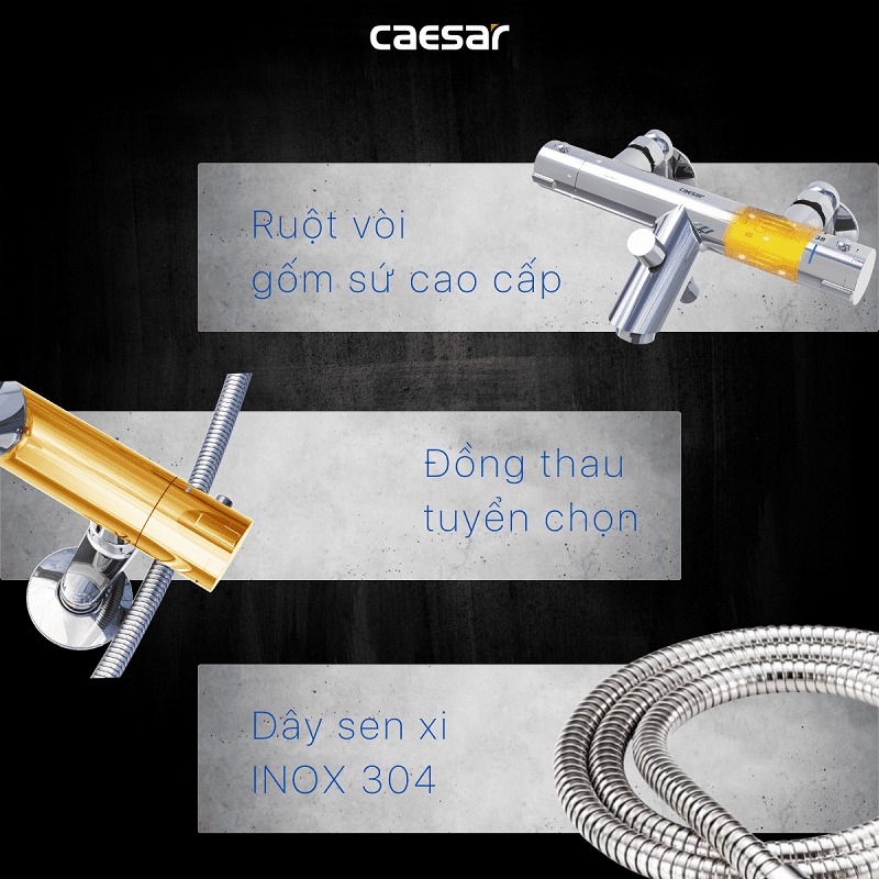 Bộ vòi sen tắm nhiệt độ Caesar TS617 - 16