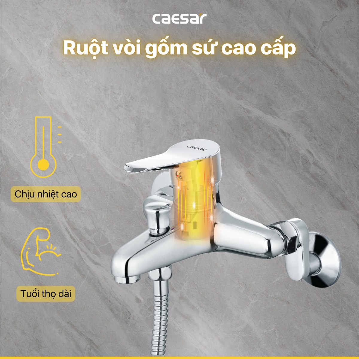 Bộ vòi sen tắm nóng lạnh Caesar S333C - 15