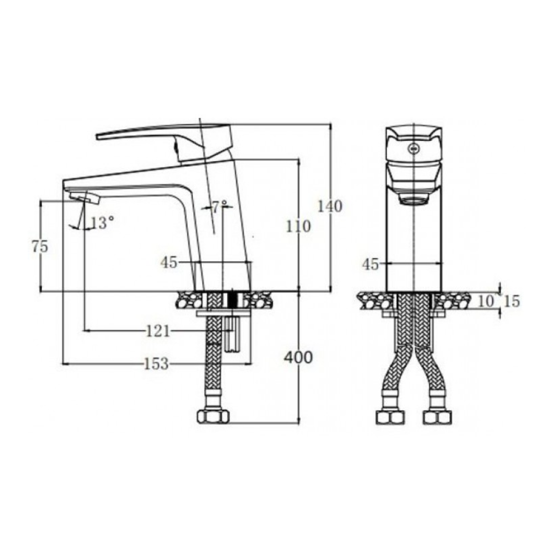 Vòi chậu lavabo nóng lạnh Caesar B390CU / CBU / CGU / CRU / CWU