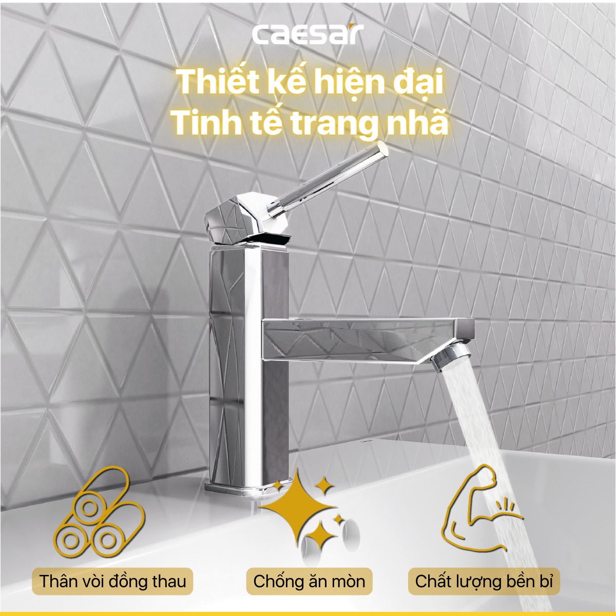 Vòi chậu lavabo nóng lạnh Caesar B460CU - 11