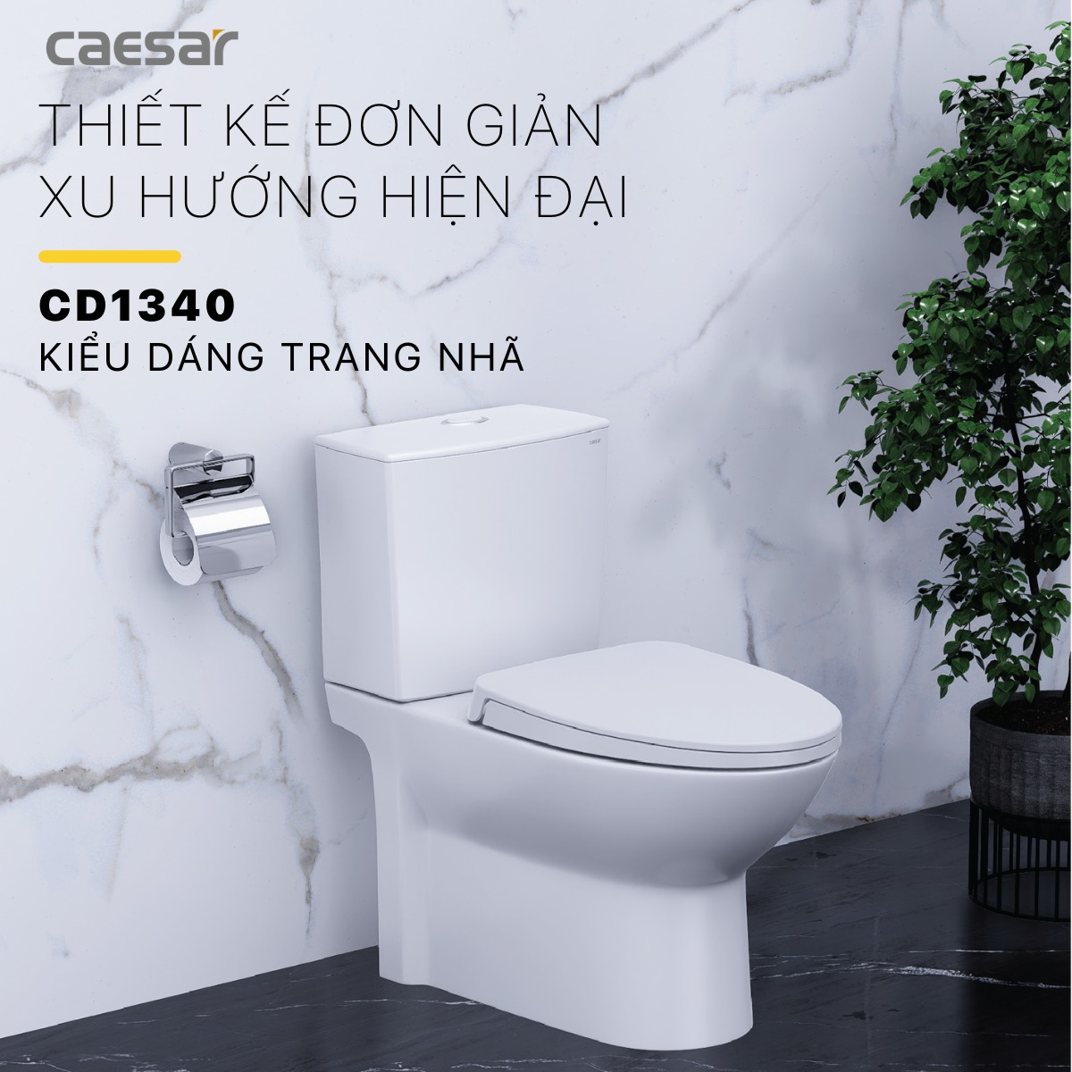 Bồn cầu 2 khối Caesar CD1340 nắp đóng êm - 4