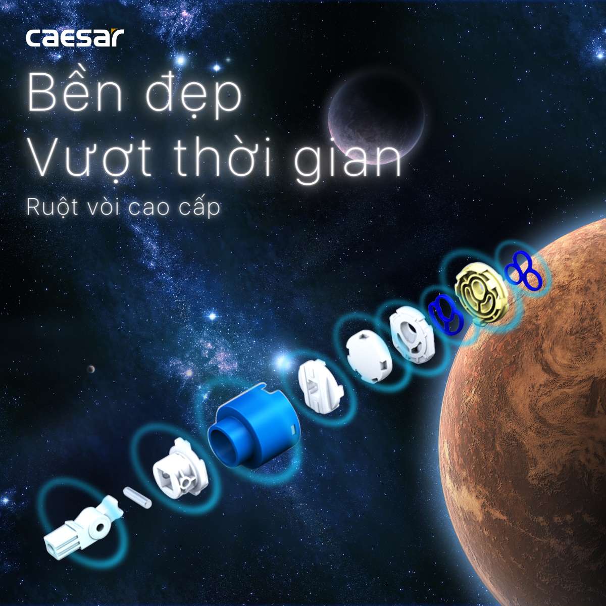Vòi bếp nóng lạnh gắn tường Caesar K526C - 16