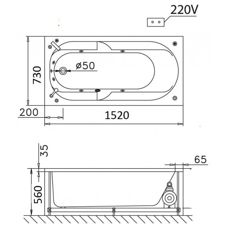 Bồn tắm xây 1m5 Caesar AT0550 (bỏ mẫu)