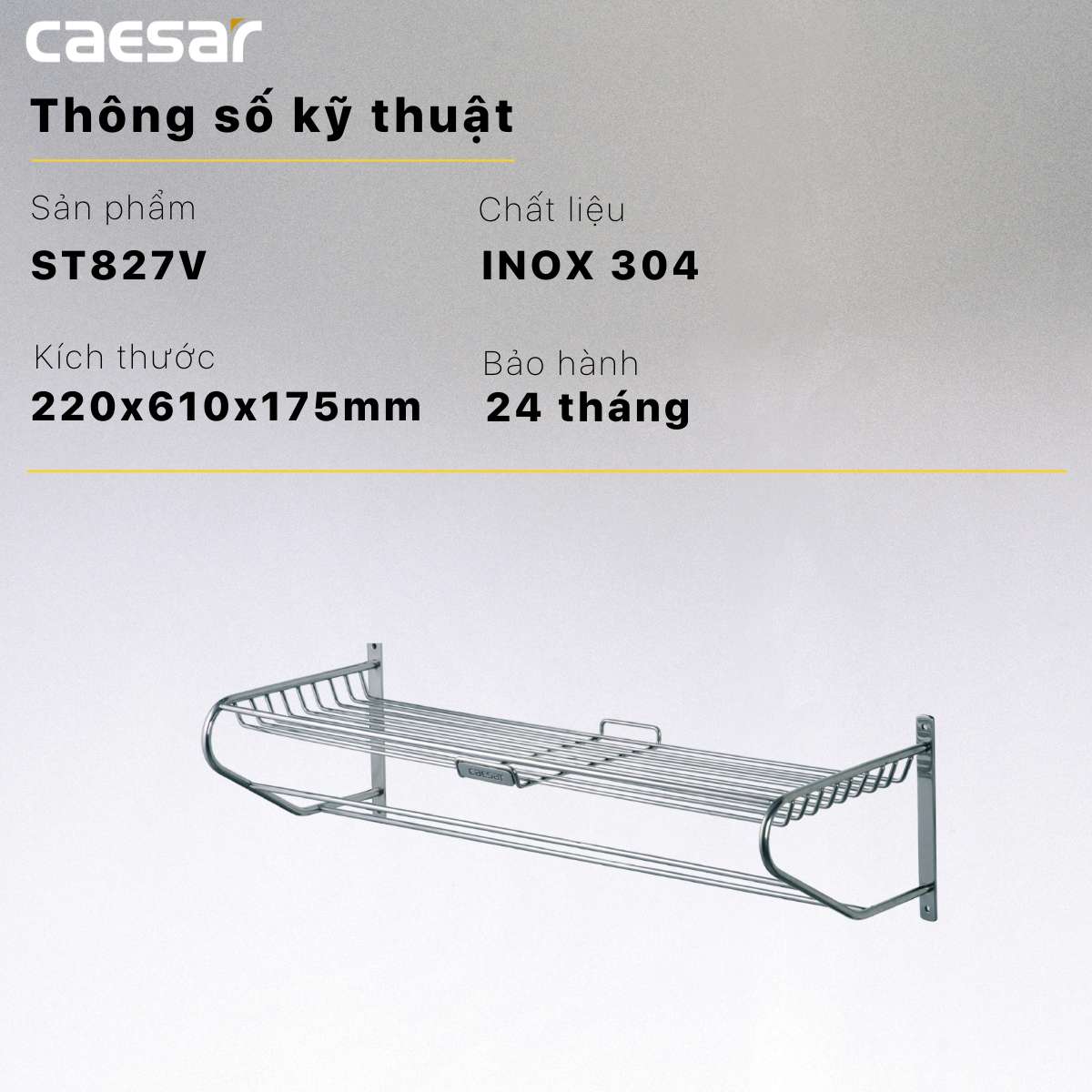 Kệ treo khăn inox Caesar ST827V - 8