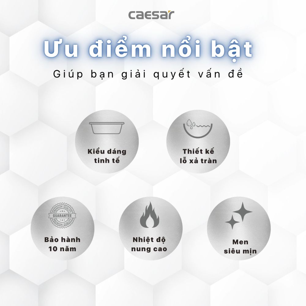 Chậu rửa lavabo treo tường chân lửng Caesar L2152+P2441 - 4
