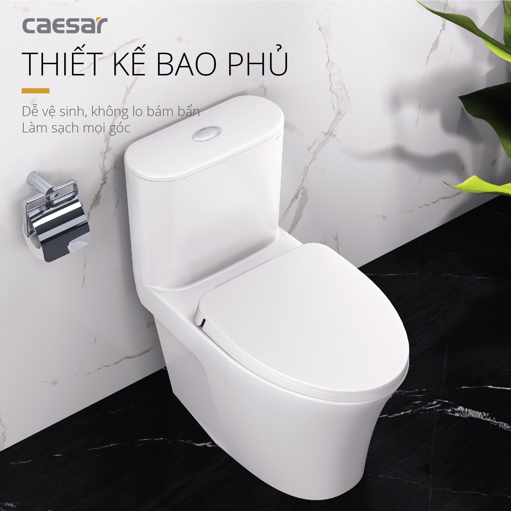 Bồn cầu 1 khối Caesar C1395 (CD1395) nắp đóng êm - 7
