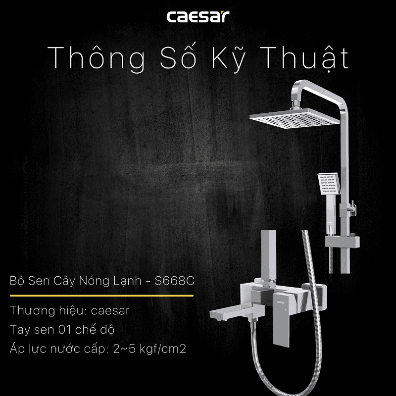 Bộ sen tắm cây nóng lạnh Caesar S668C - 18