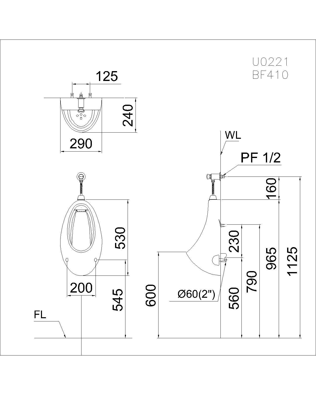 Van xả cơ bồn tiểu nam Caesar BF410 - 13