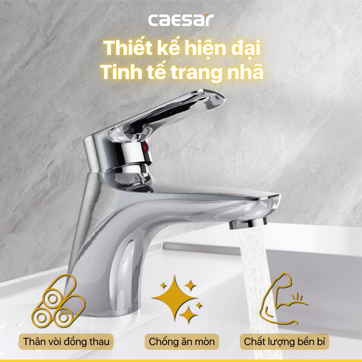 Vòi chậu lavabo nóng lạnh Caesar B560CU - 7