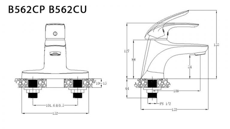 Vòi chậu lavabo nóng lạnh Caesar B562CP / B562CU