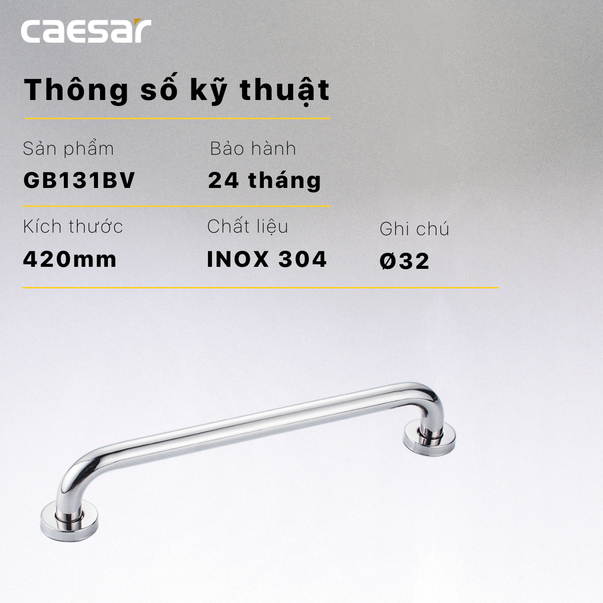 Thanh tay vịn inox Caesar GB131BV - 2
