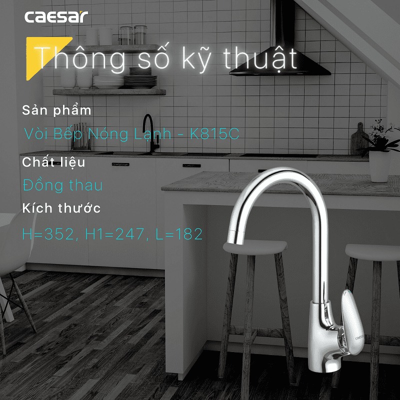 Vòi bếp nóng lạnh Caesar K815C - 26