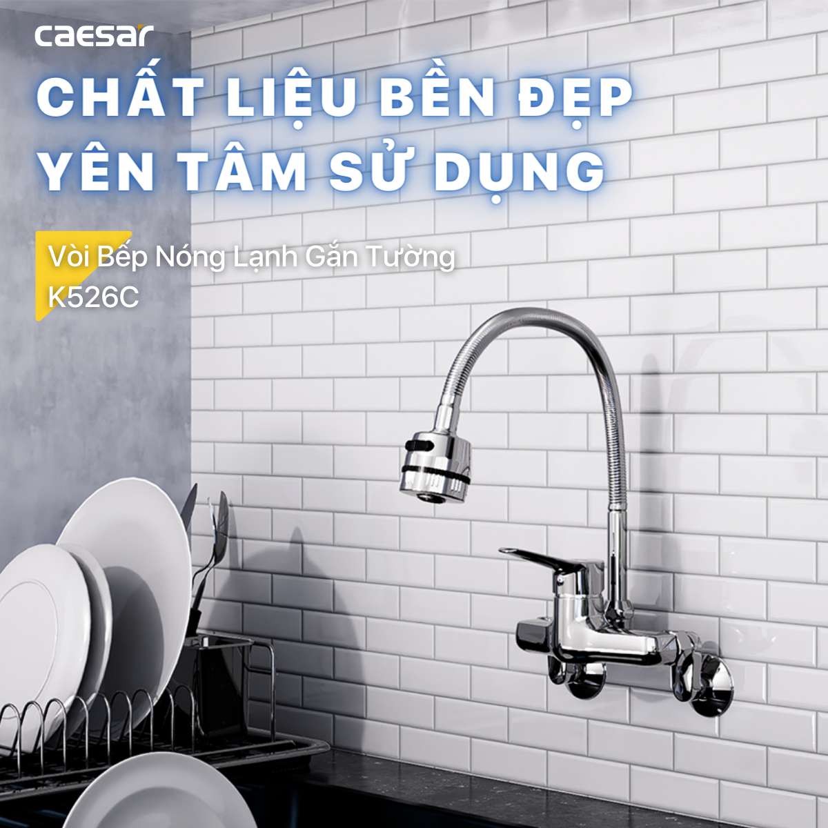 Vòi bếp nóng lạnh gắn tường Caesar K526C - 9