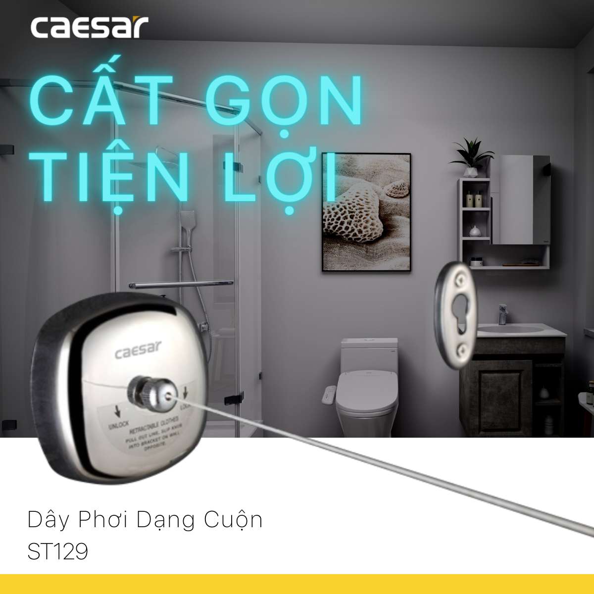Dây phơi dạng cuộn 2.5m Caesar ST129 - 2