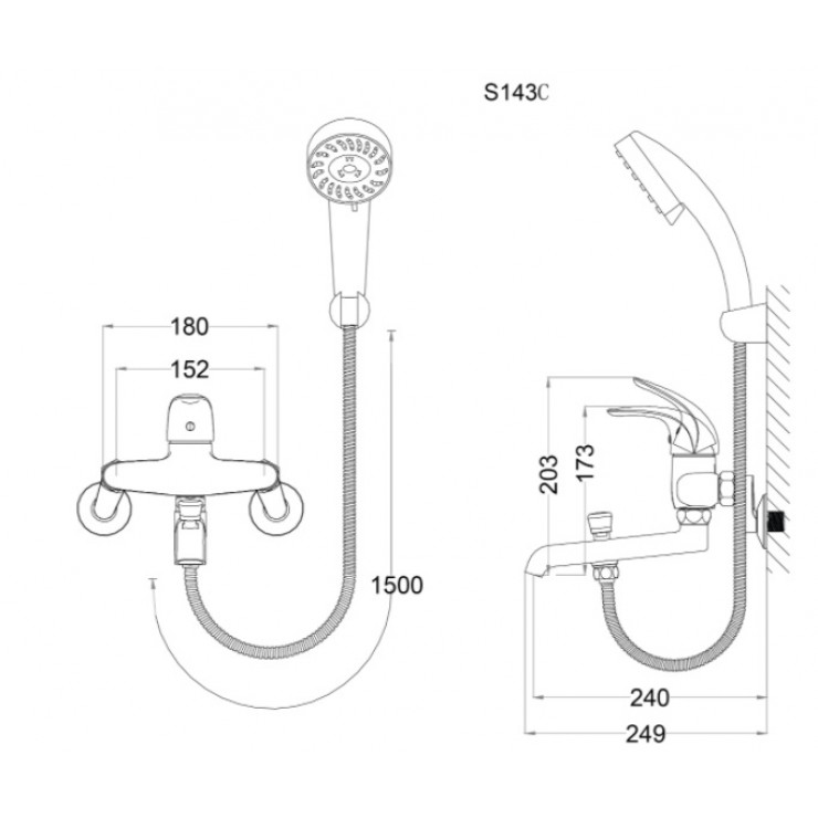 Bộ vòi sen tắm nóng lạnh Caesar S143C - 9