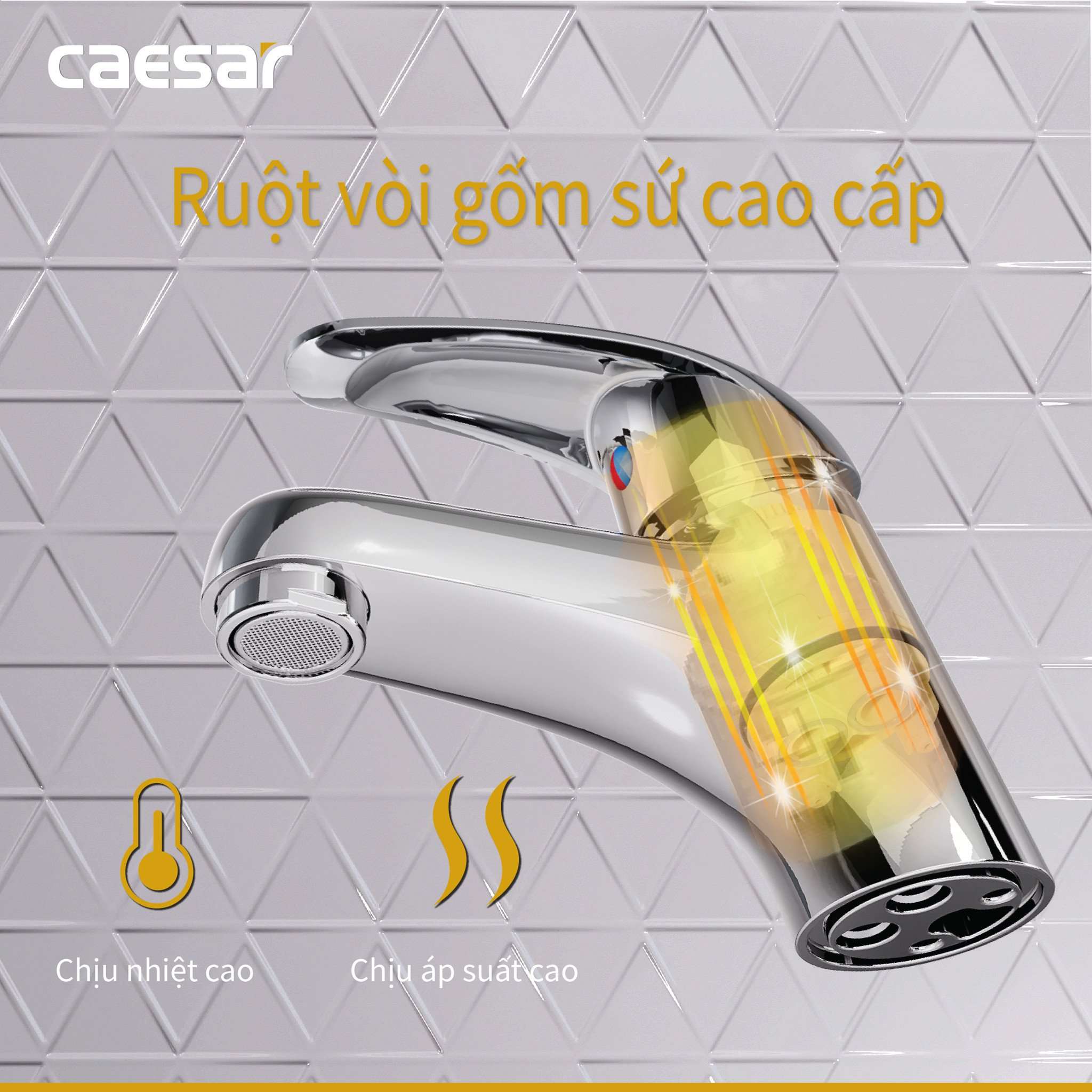 Vòi chậu lavabo nóng lạnh Caesar B260CP - 9