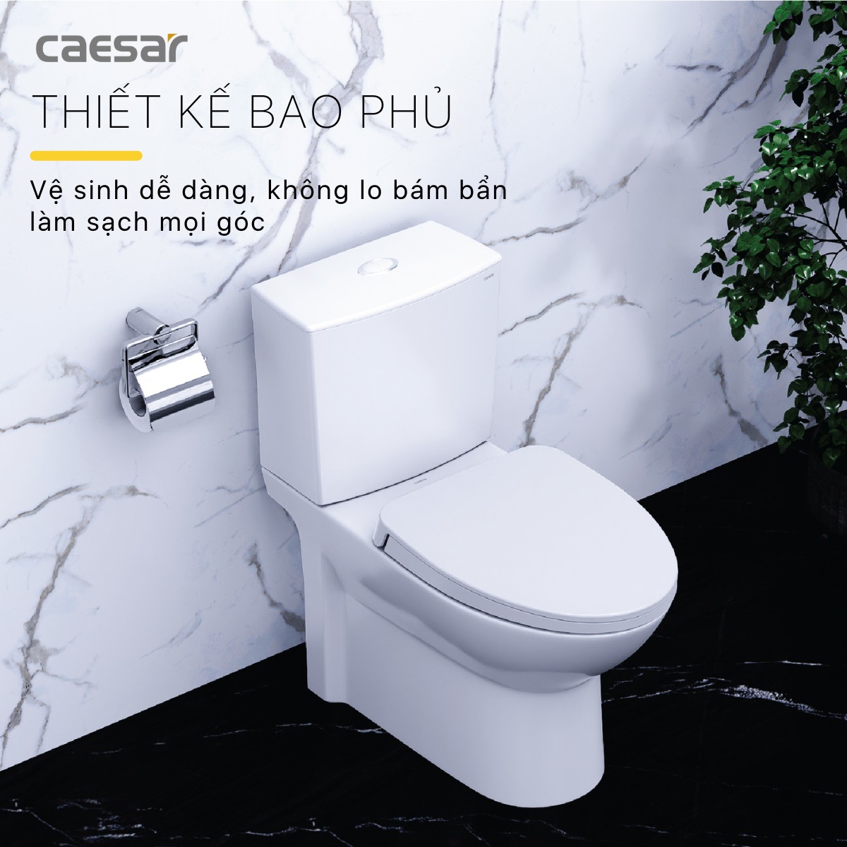 Bồn cầu 2 khối Caesar CD1340 nắp đóng êm - 3