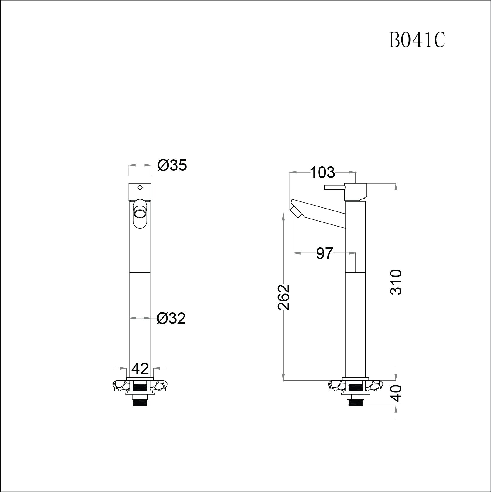 Vòi chậu lavabo lạnh Caesar B041CU - 10