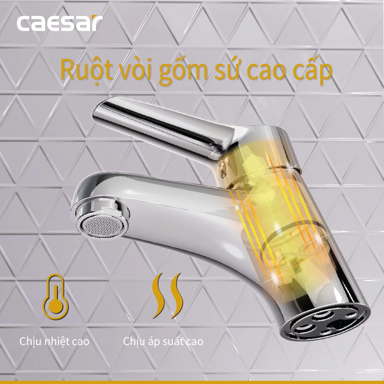 Vòi chậu lavabo nóng lạnh Caesar B330CU - 14