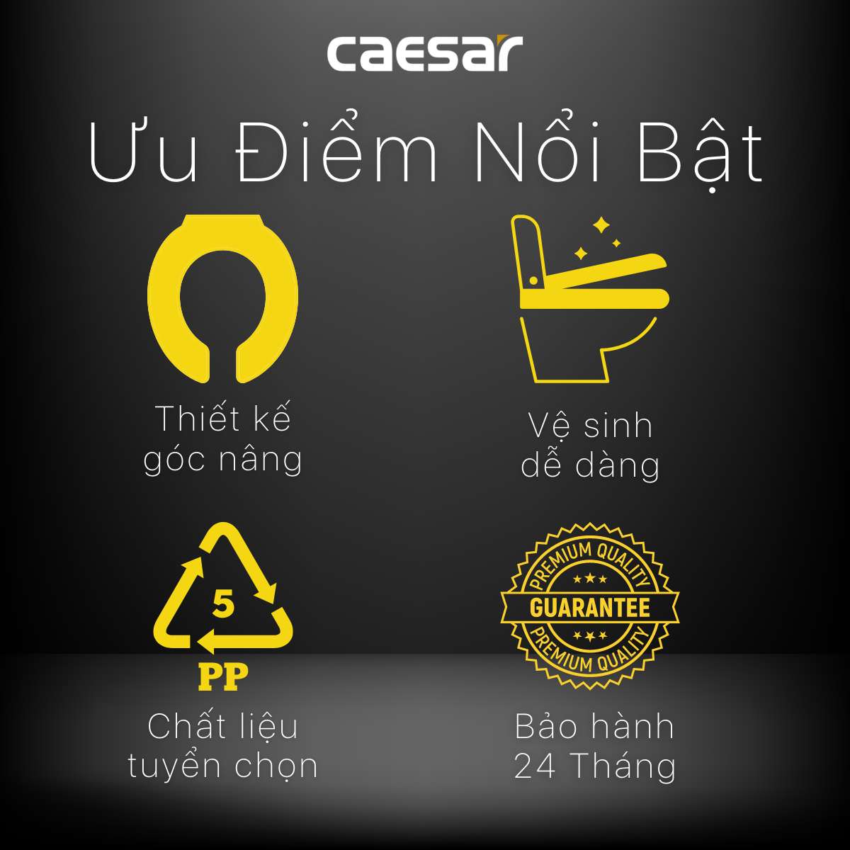 Nắp bồn cầu thường Caesar M220 - 4