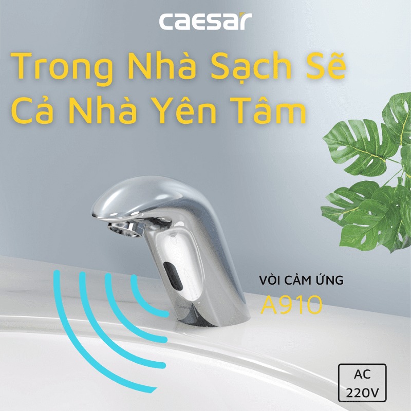 Vòi chậu lavabo cảm ứng nước lạnh Caesar A910 - 9