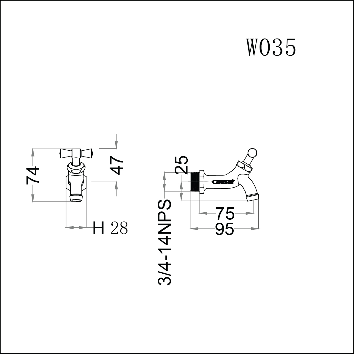 Vòi nước lạnh gắn tường Caesar W035 - 10