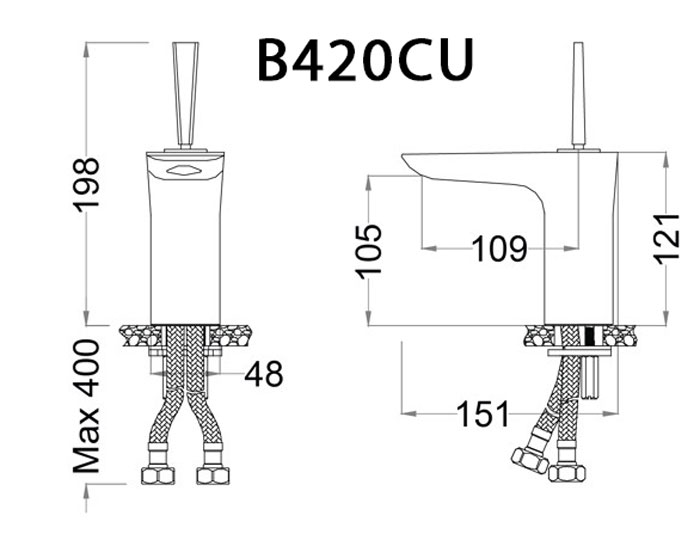 Vòi chậu lavabo nóng lạnh Caesar B420CU (xả nhấn)