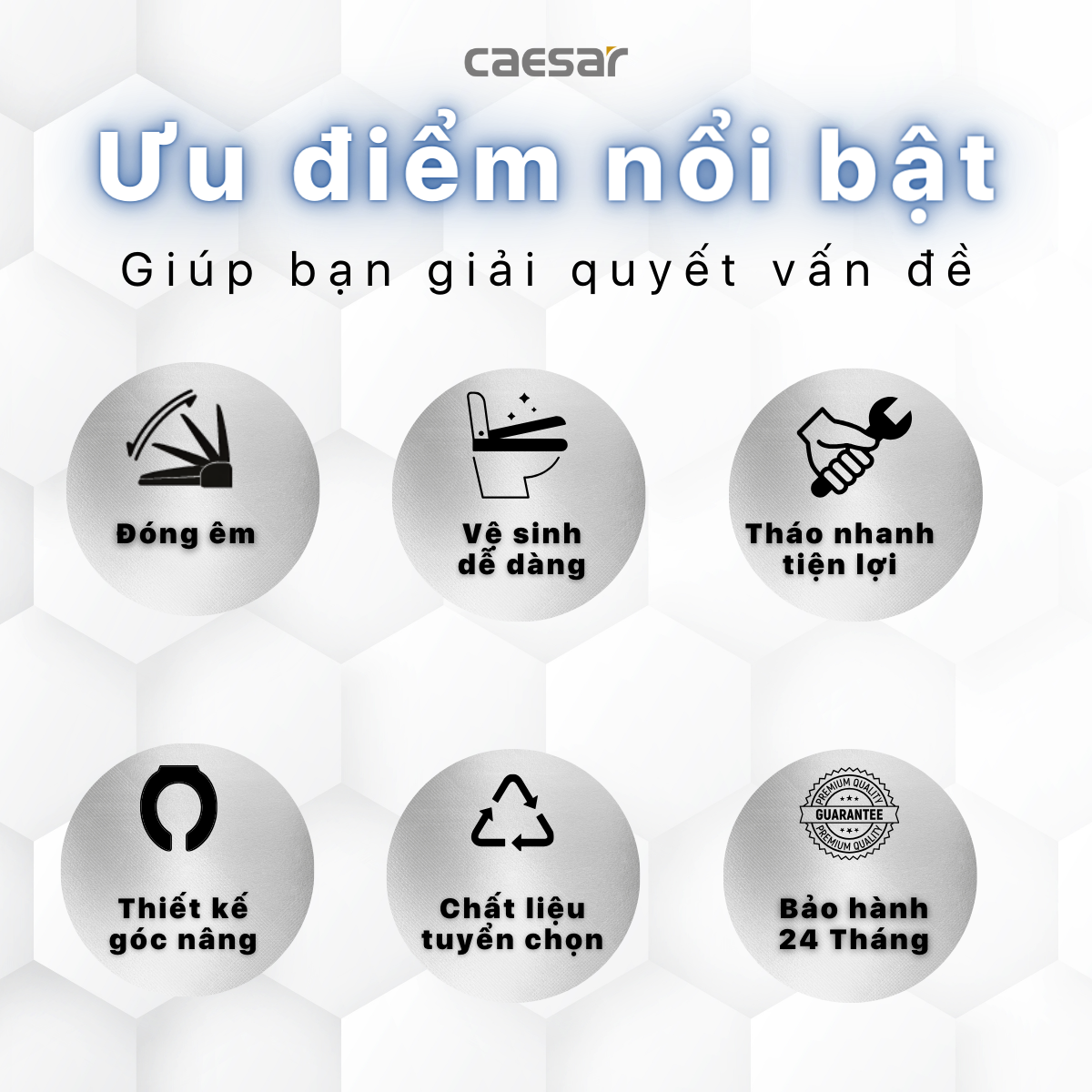 Nắp bồn cầu đóng êm Caesar M260 - 7